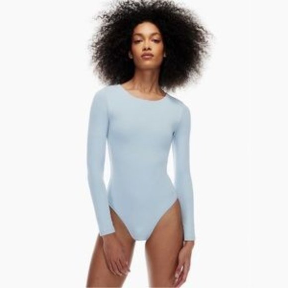 Aritzia Tops - Aritzia Contour Crewneck Longsleeve Bodysuit Light Blue Size M